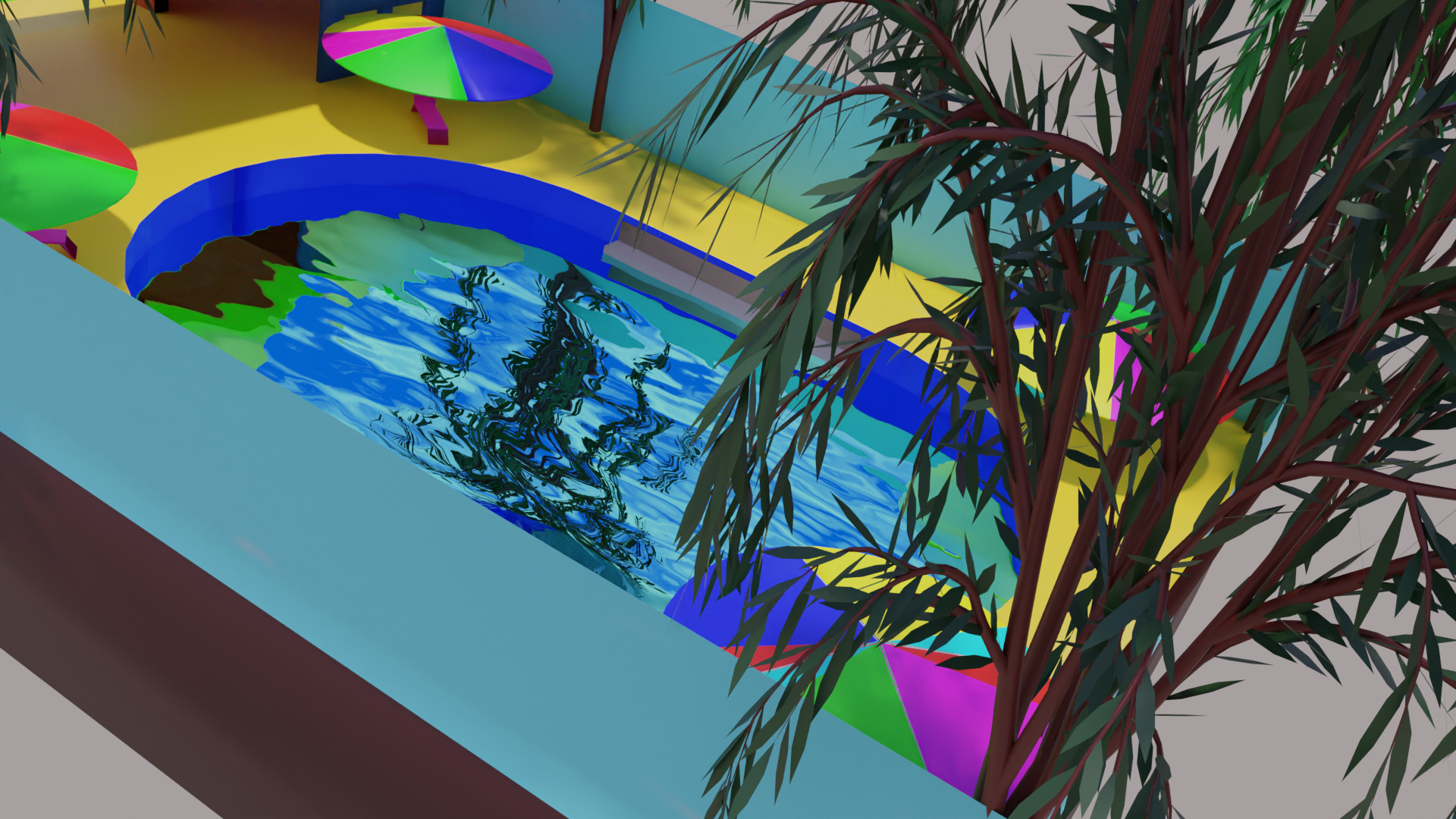 Small Swimming Pool Low-poly 3D model_4