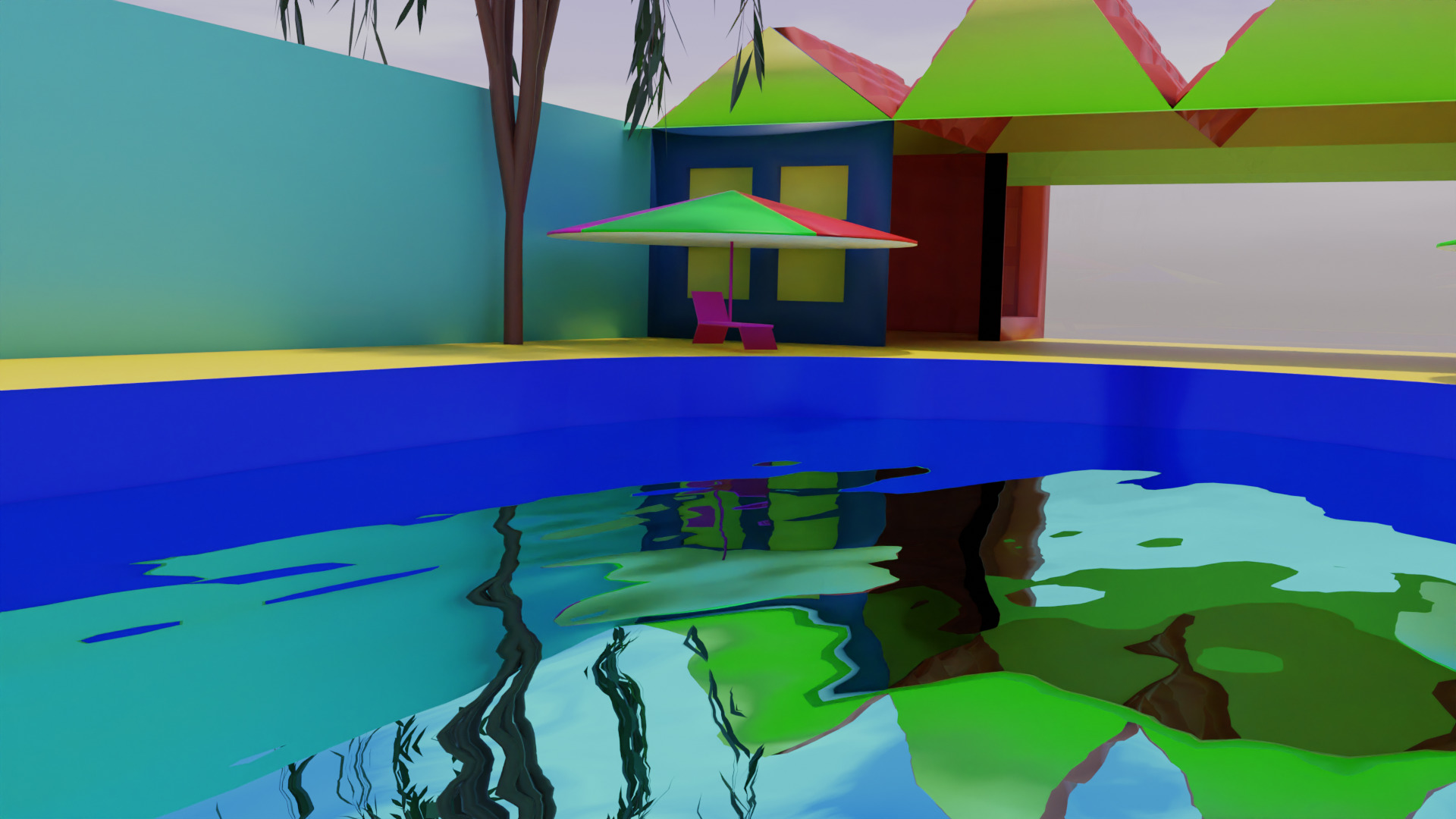 Small Swimming Pool Low-poly 3D model_6
