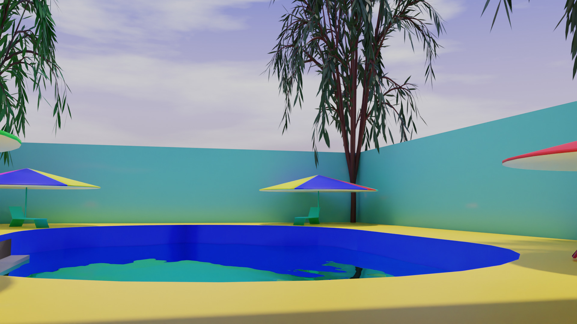 Small Swimming Pool Low-poly 3D model_8