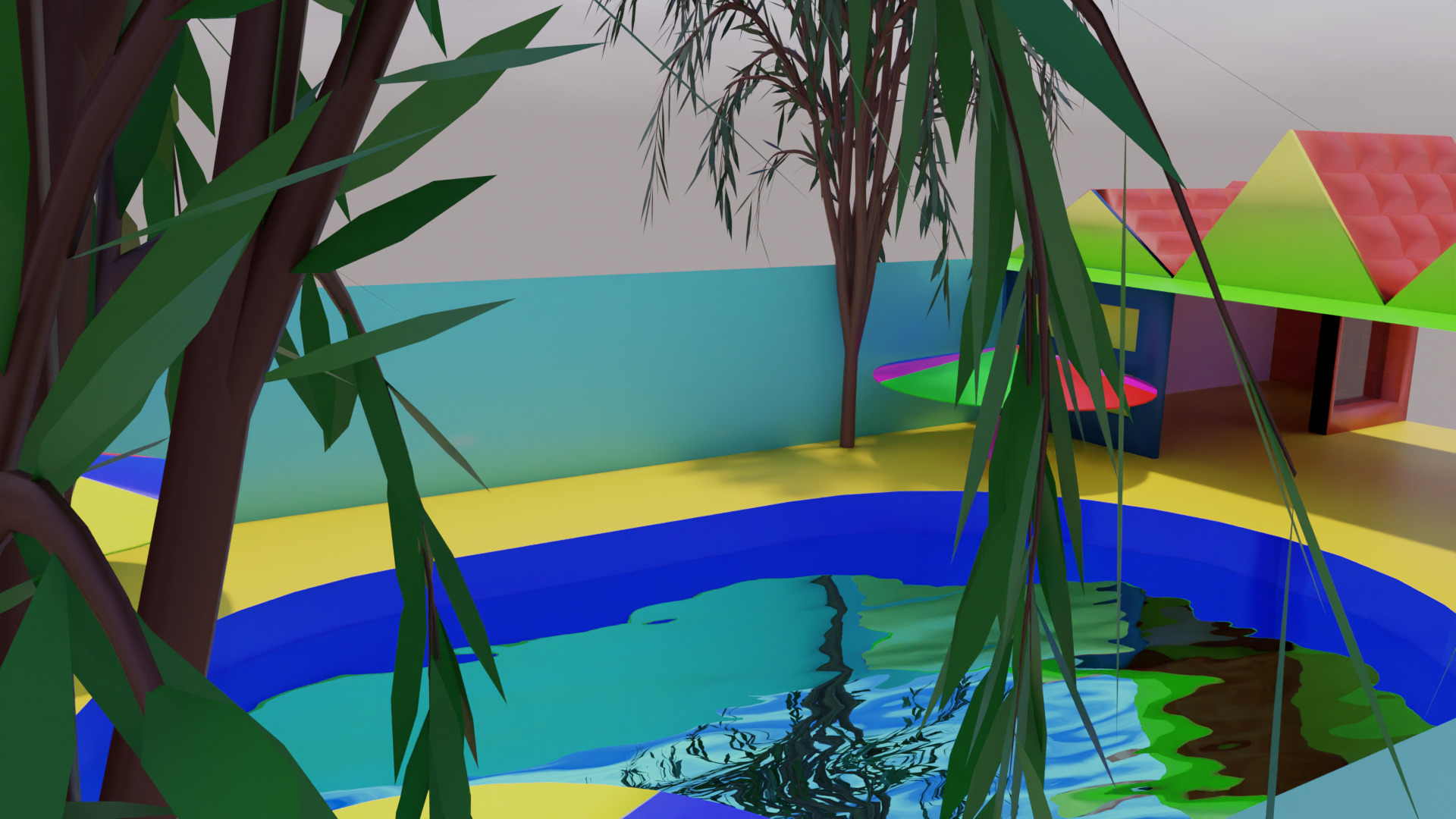 Small Swimming Pool Low-poly 3D model_1