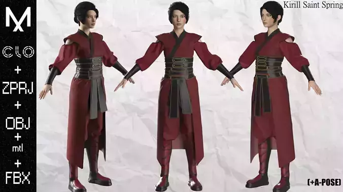 Female Outfit Marvelous designer Clo3d OBJ mtl FBX ZPRJ