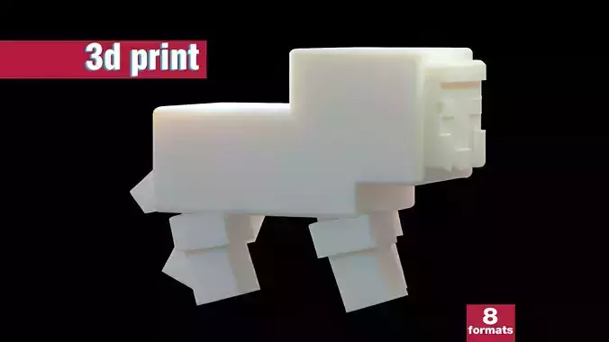 Minecraft-Inspired Blocky Baby Sheep Free 3D print model