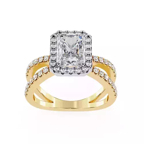 Halo setting radiant criss cross eternity diamond ring for women