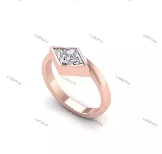 Modern Geometric Diamond Rose Gold Ring-3D Model 3D print model