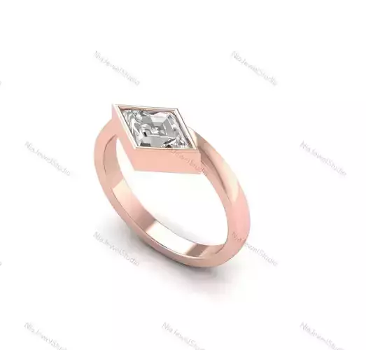 Modern Geometric Diamond Rose Gold Ring-3D Model 3D print model