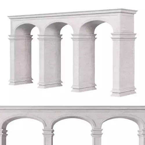 Classic Stone Arcade Facade with Opening Columns 