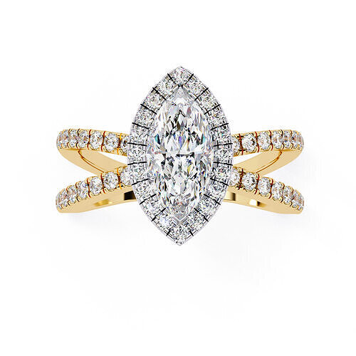 Classic crisscross Marquise Diamond halo setting ring 3D print model
