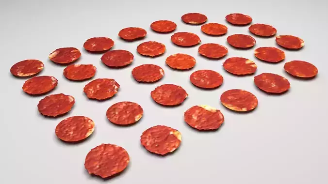 Sliced Mini Pepperonis Set 3D model Sliced Mini Pepperonis Set 3D model