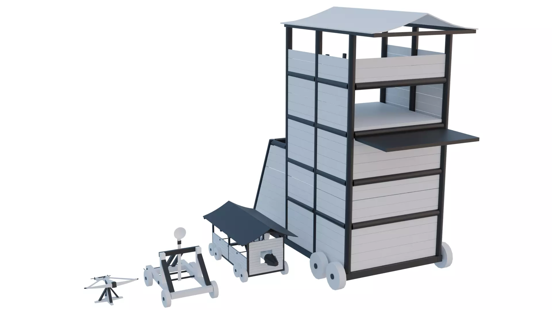 Lowpoly Base Siege Weapons Low-poly 3D model_0