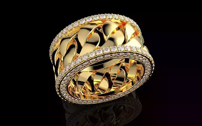 Luxury Gold Diamond Ring   High Quality 