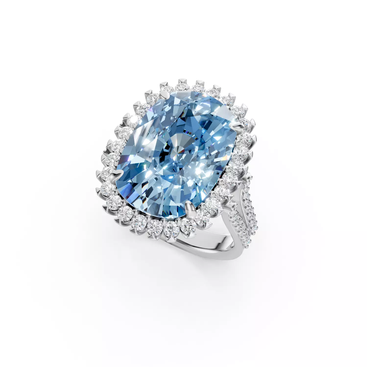 Cushion Aquamarine Ring 3D print model