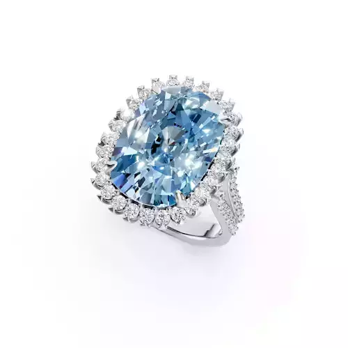 Cushion Aquamarine Ring