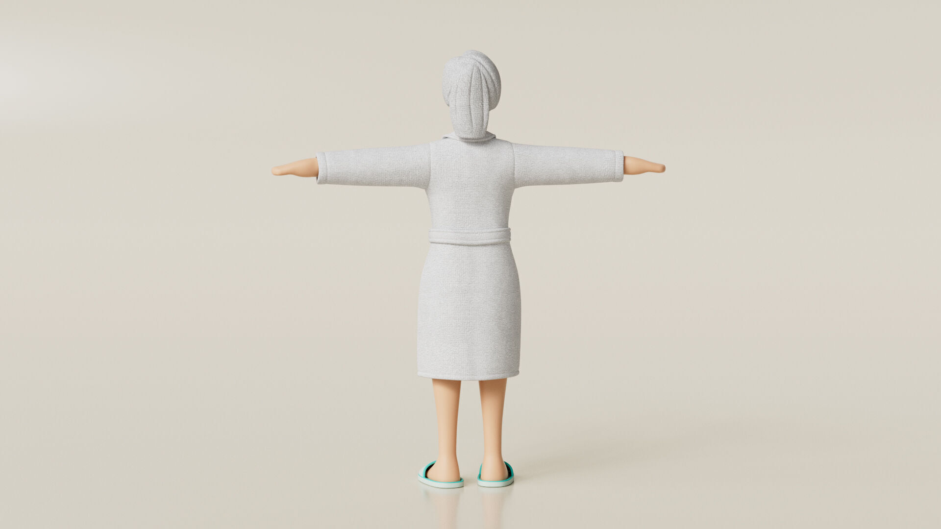 Female Character Stylish Clothes Bathrobe Towel Slipper 3D model_6