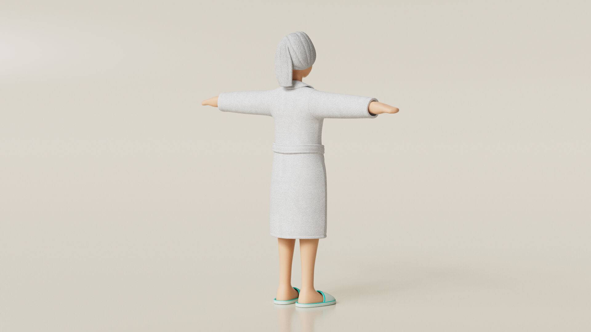 Female Character Stylish Clothes Bathrobe Towel Slipper 3D model_5