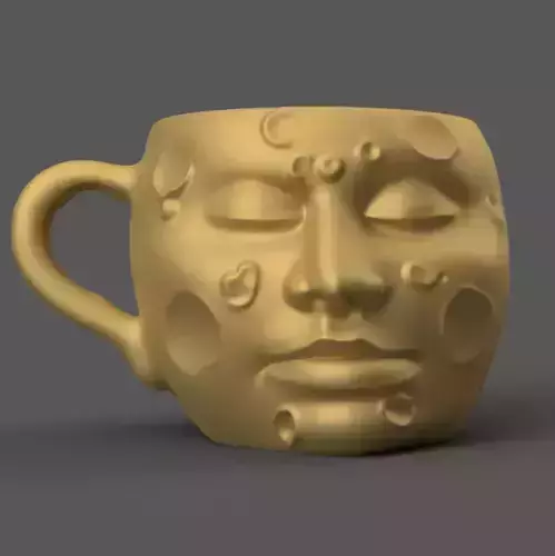Moon Face mug planter candy container urn candle holder 3D print model