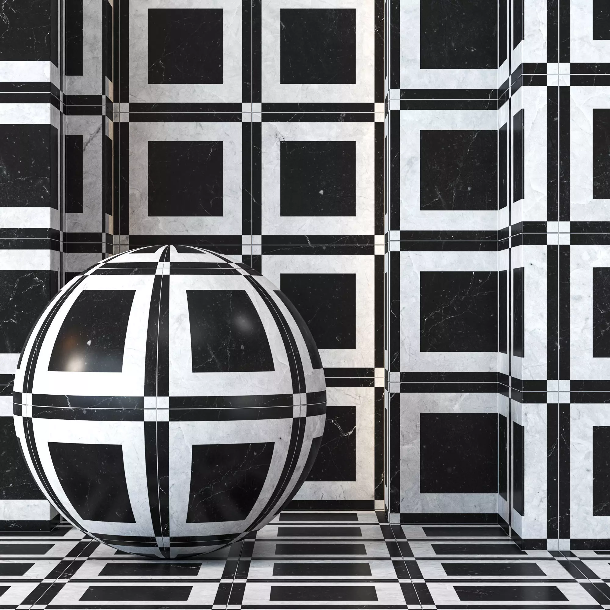 Black and White Tile Flooring 4K - Seamless Texture