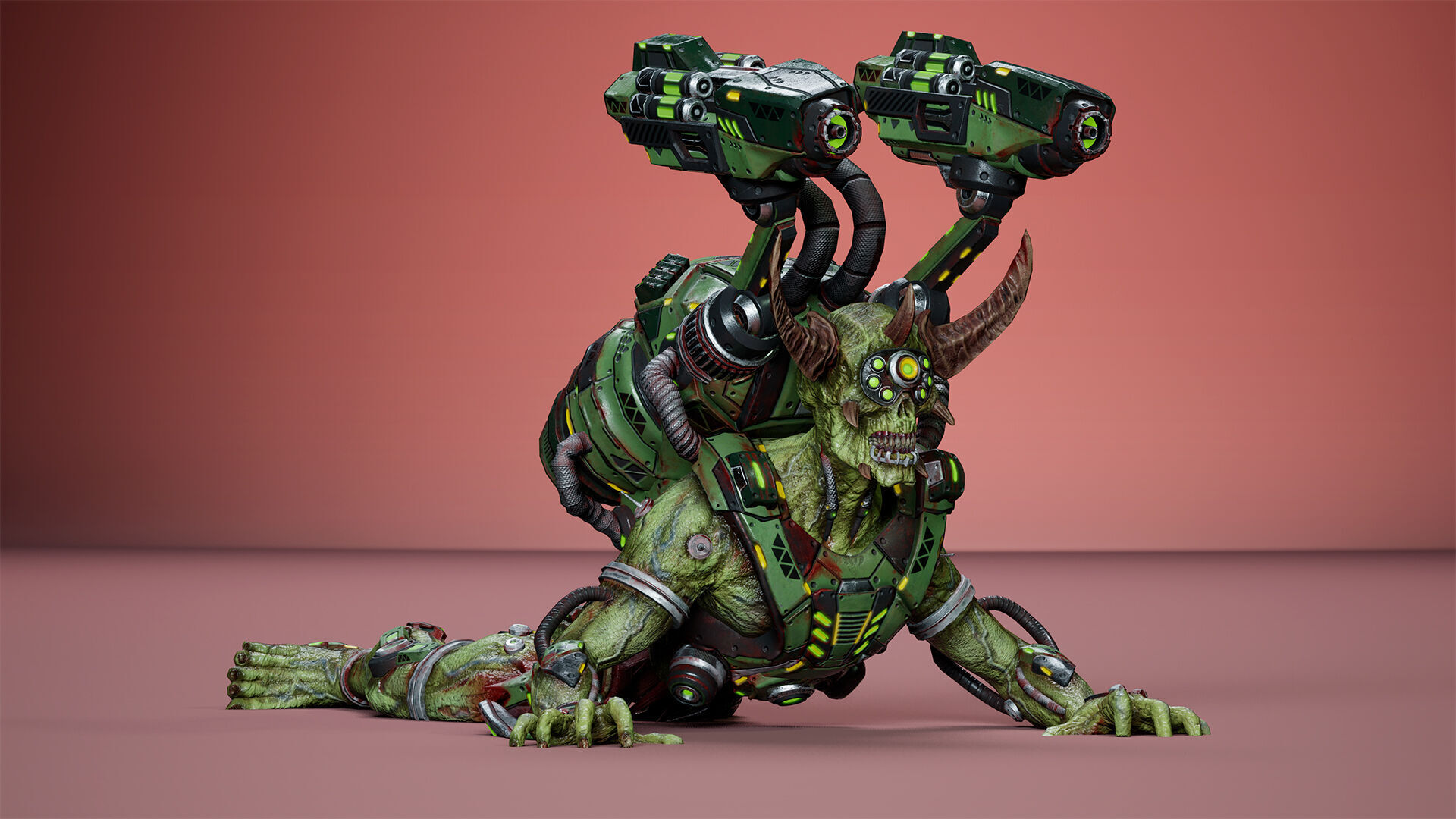 Cyborg Jetpackman Low-poly 3D model_20