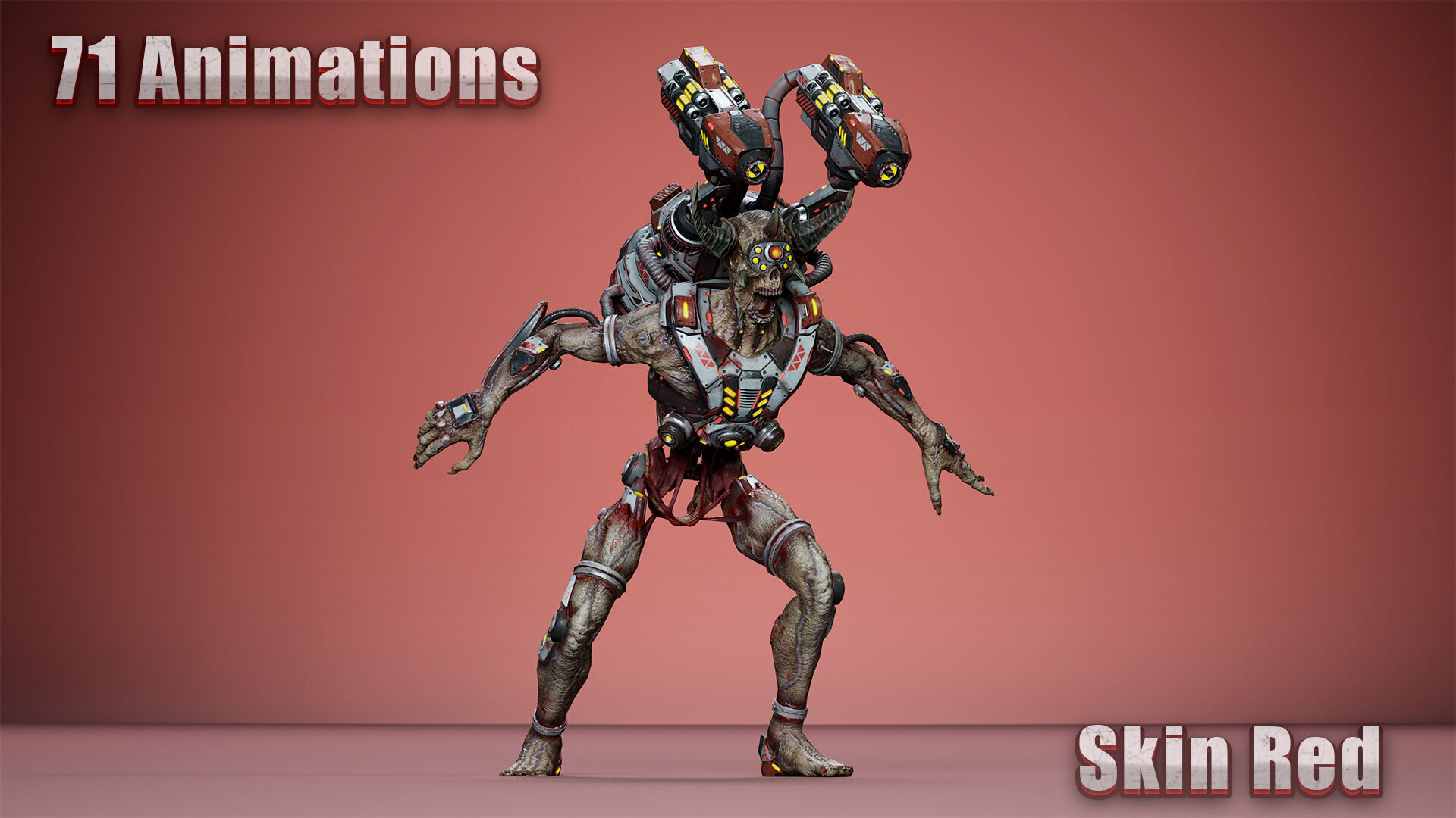 Cyborg Jetpackman Low-poly 3D model_4