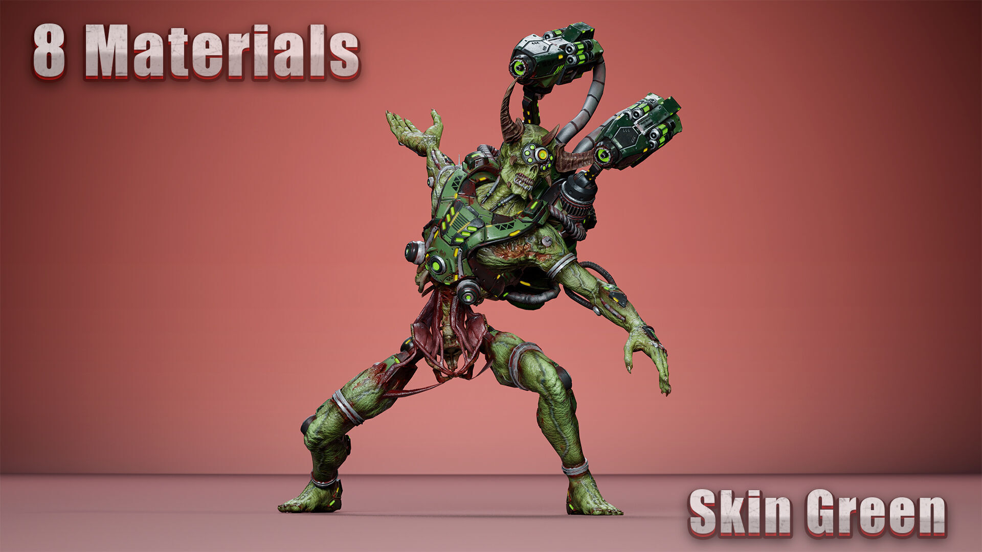 Cyborg Jetpackman Low-poly 3D model_6