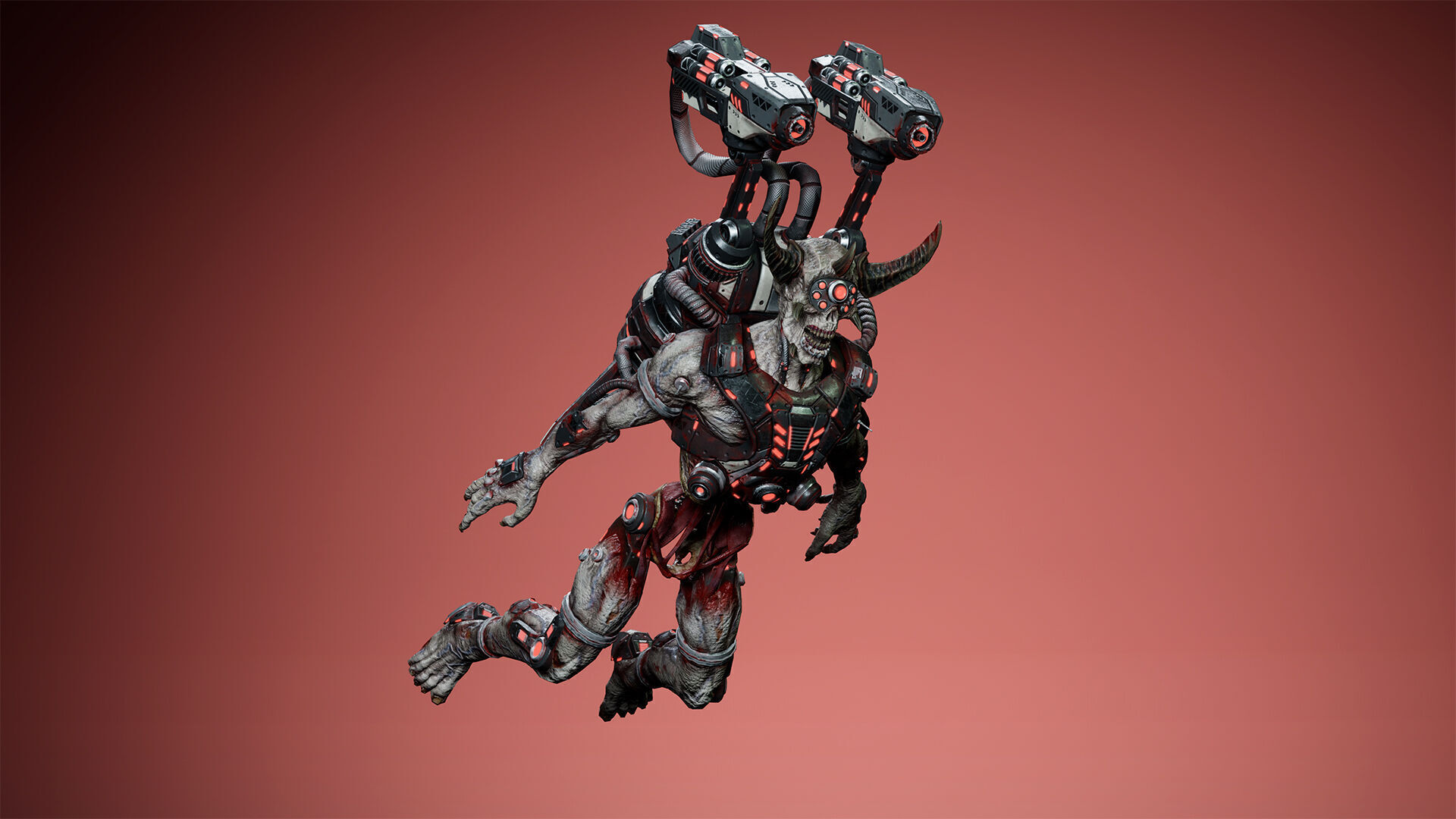 Cyborg Jetpackman Low-poly 3D model_11