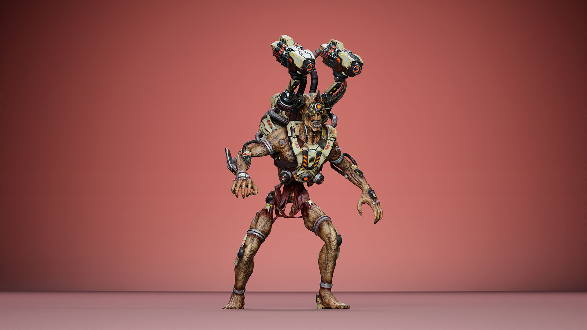 Cyborg Jetpackman Low-poly 3D model_18