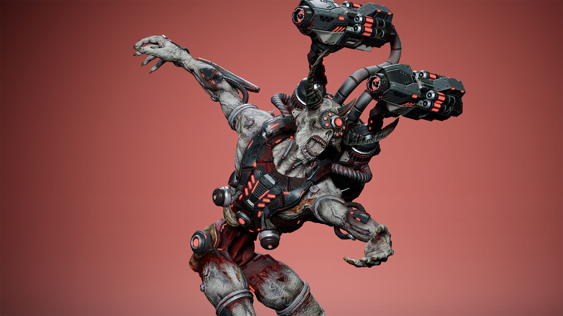 Cyborg Jetpackman Low-poly 3D model_13