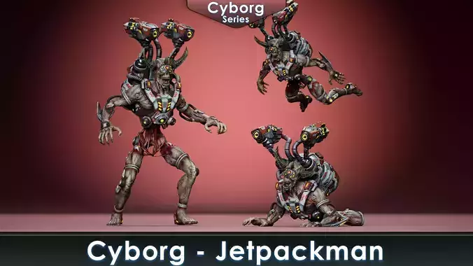 Cyborg Jetpackman Low-poly 3D model Cyborg Jetpackman Low-poly 3D model