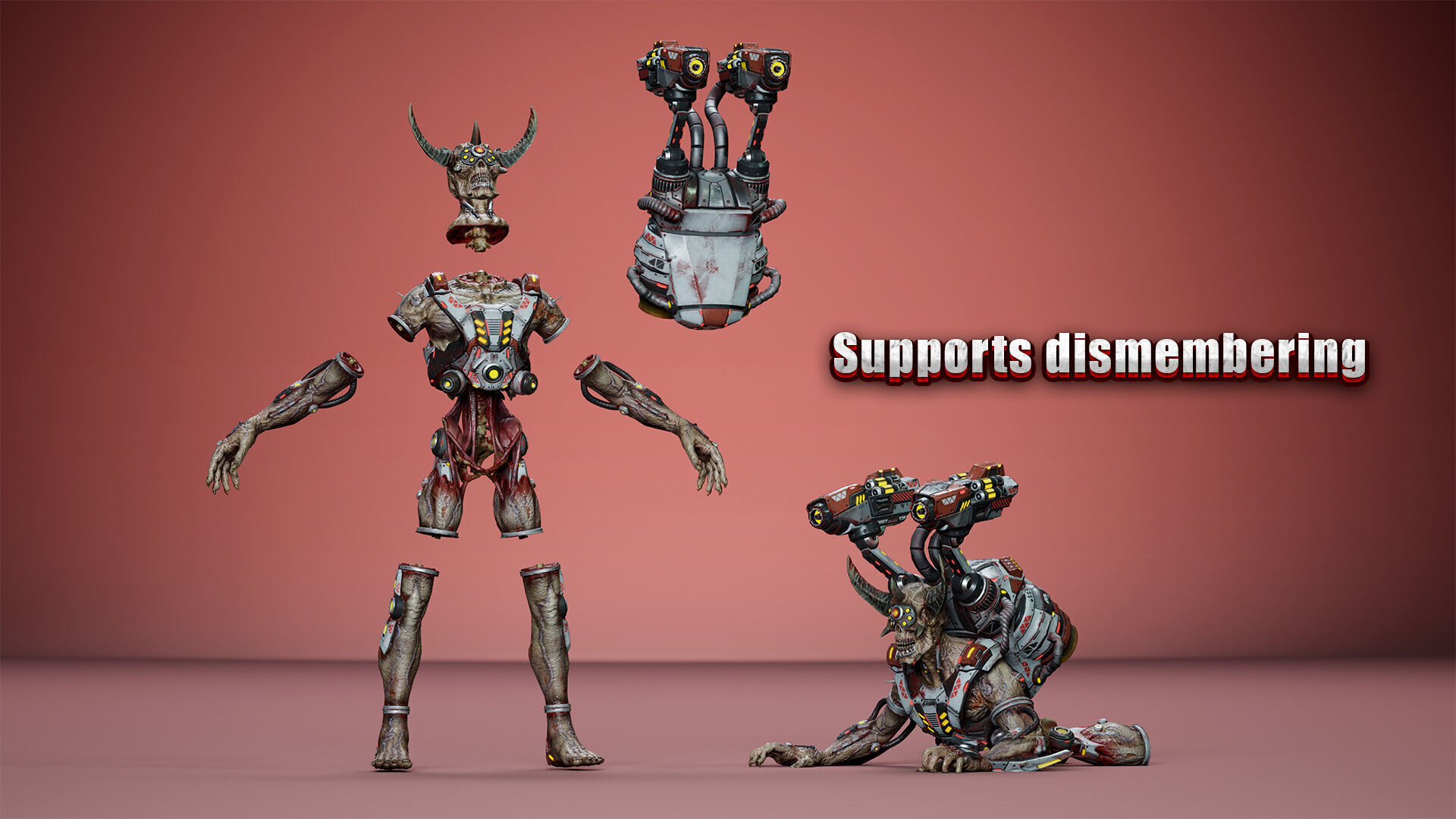 Cyborg Jetpackman Low-poly 3D model_2