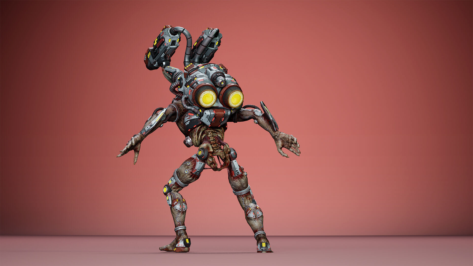 Cyborg Jetpackman Low-poly 3D model_16