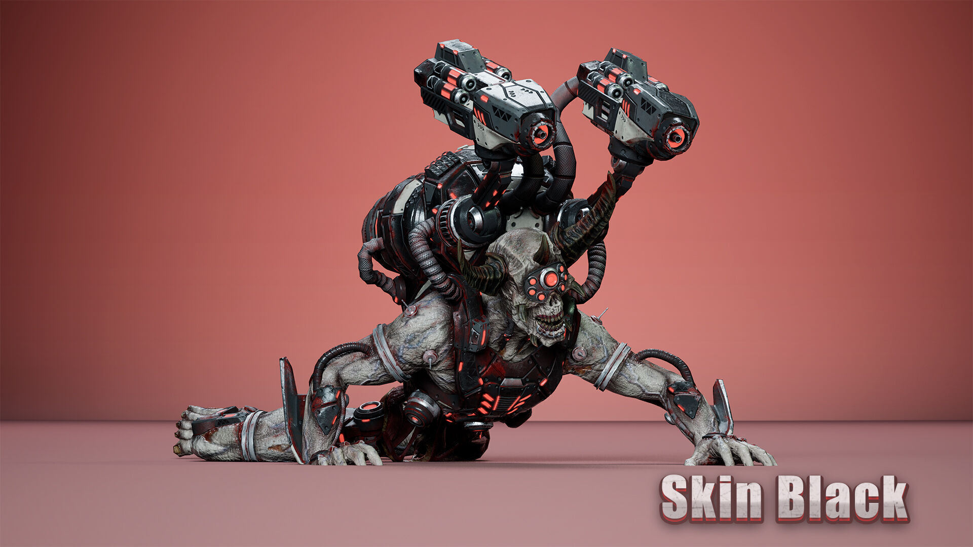 Cyborg Jetpackman Low-poly 3D model_7