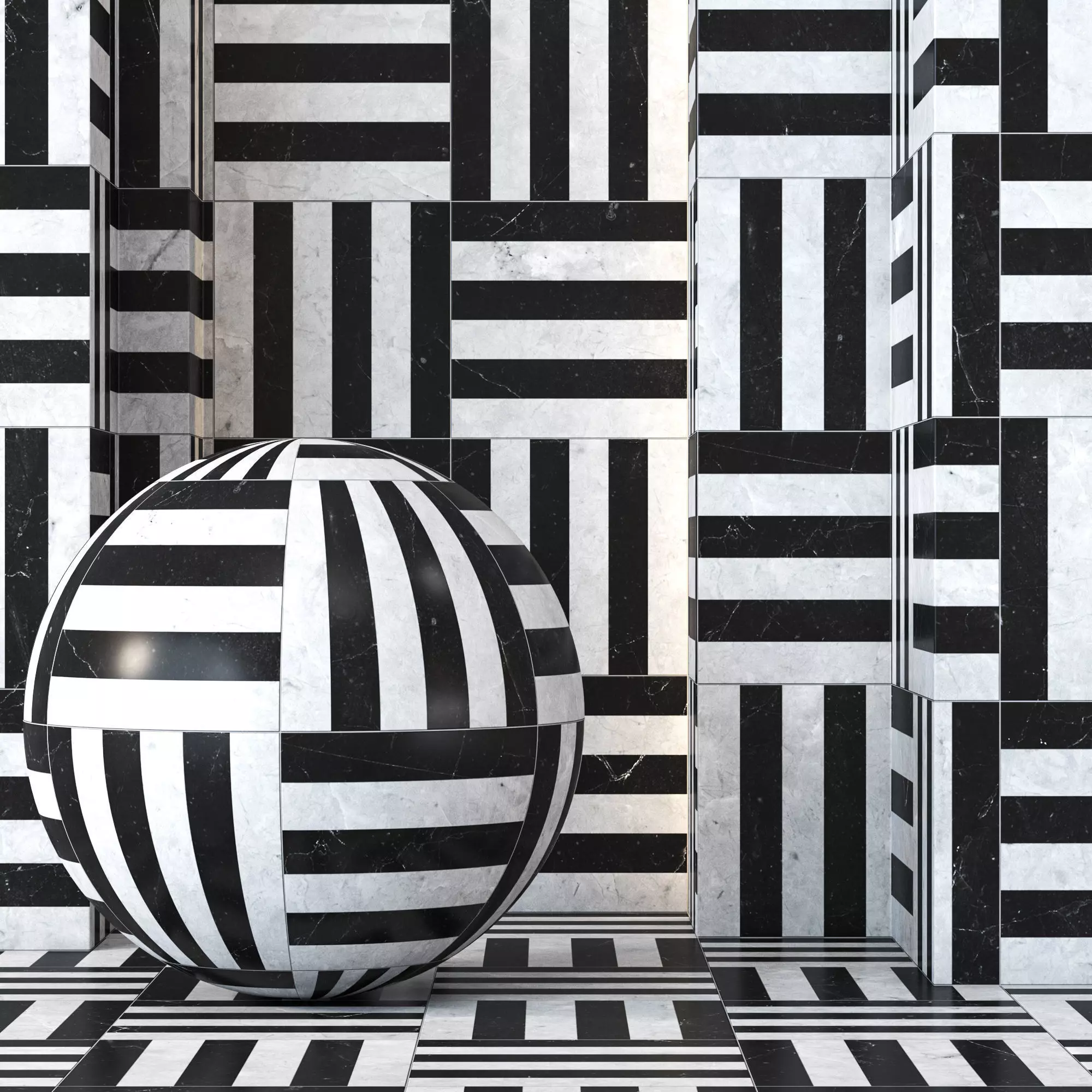 Black and White Tile Flooring 4K - Seamless Texture_0