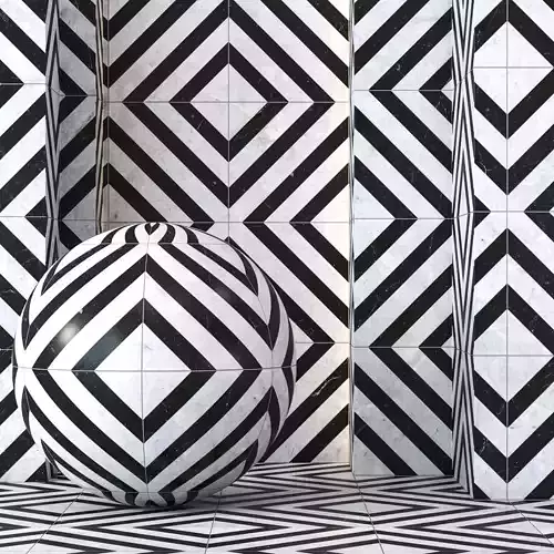 Black and White Tile Flooring 4K - Seamless