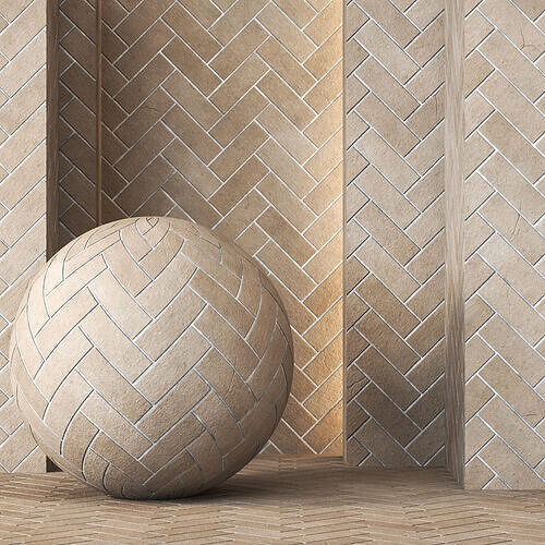Brick Tile Flooring 4K - Seamless Texture