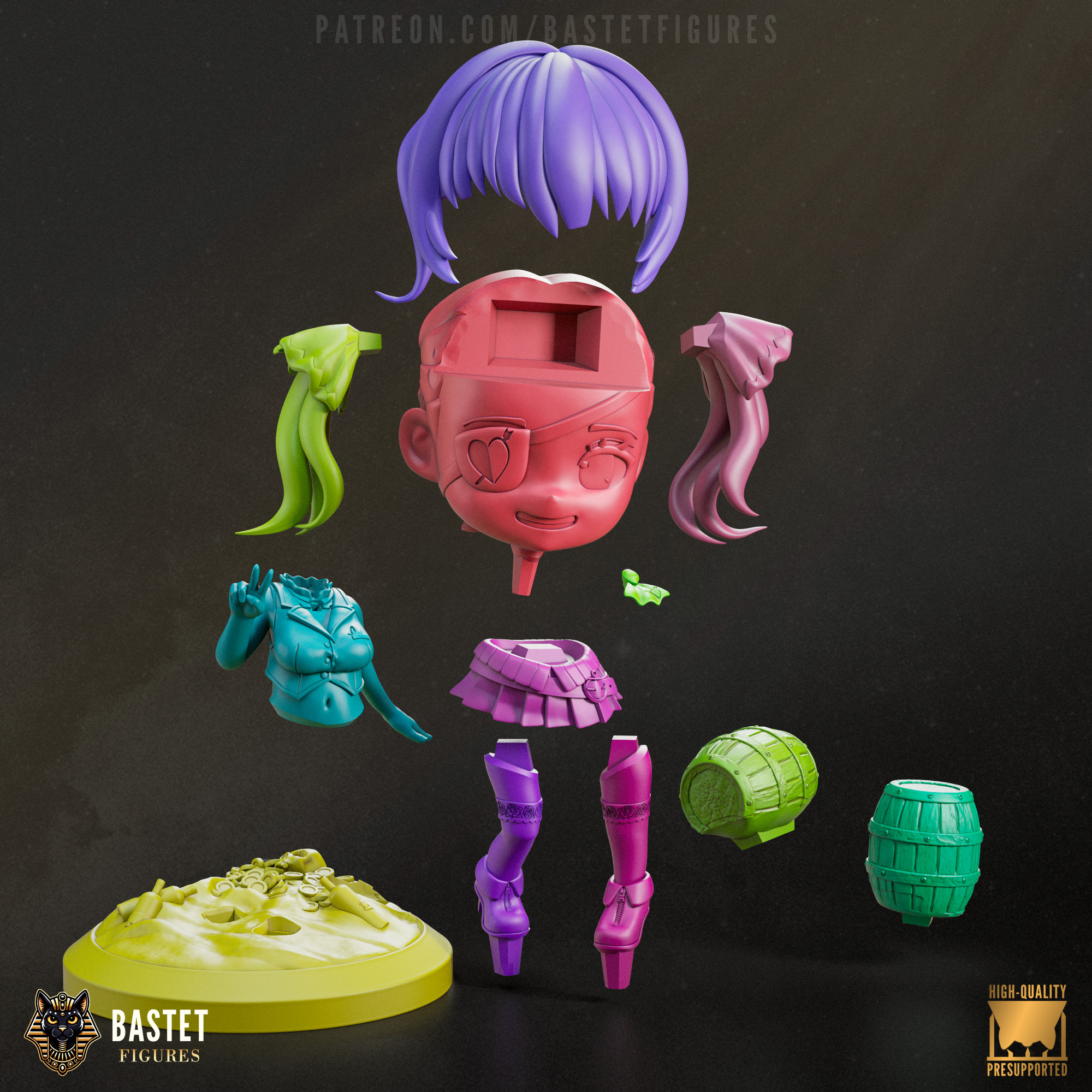 Houshou Marine I Vtuber Chibi 3D print model_14