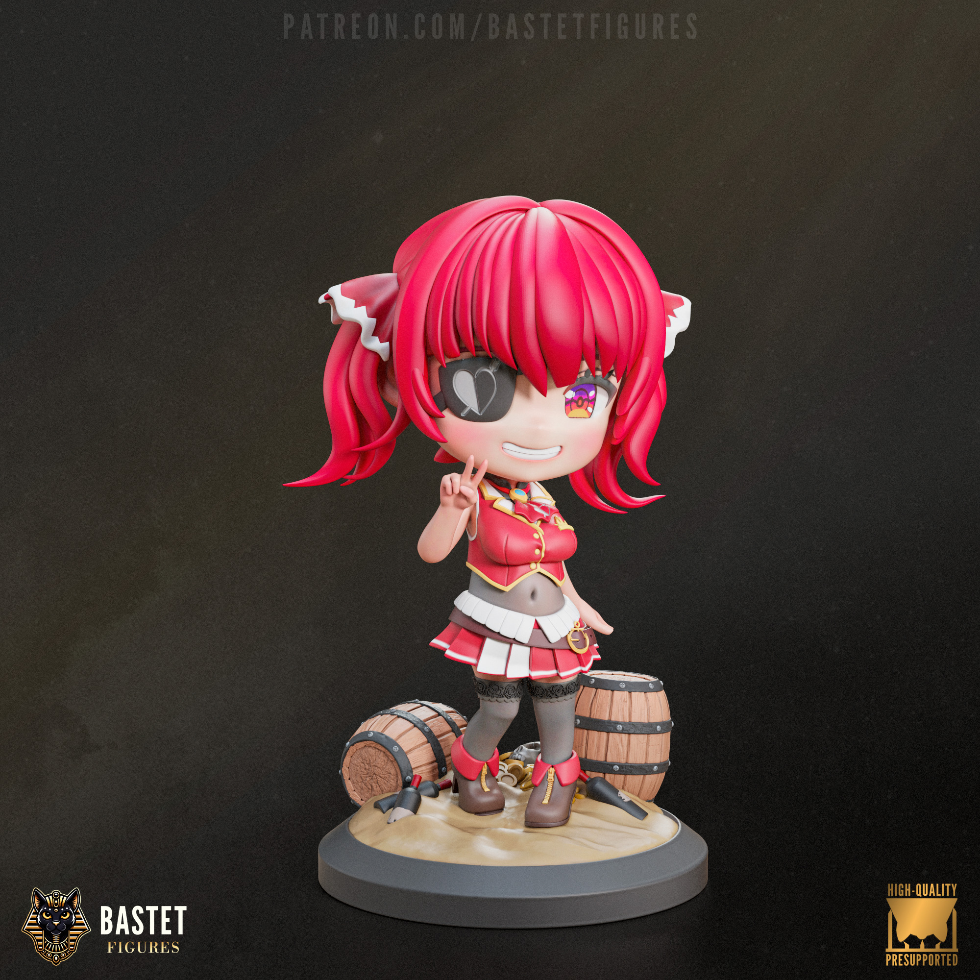 Houshou Marine I Vtuber Chibi 3D print model_1