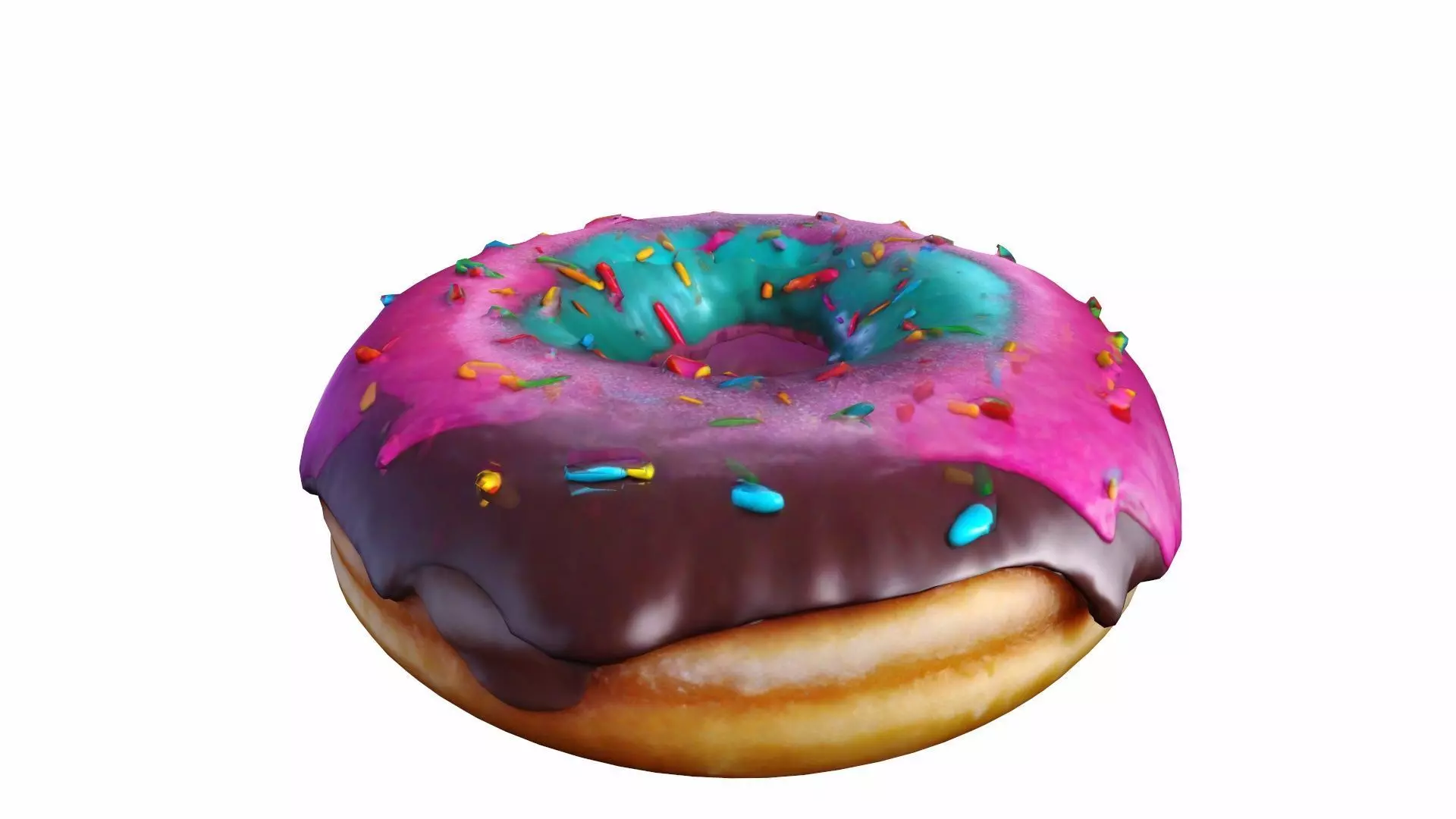 Delicious Chocolate Covered Ring Doughnuts 3d Render 3D model_0