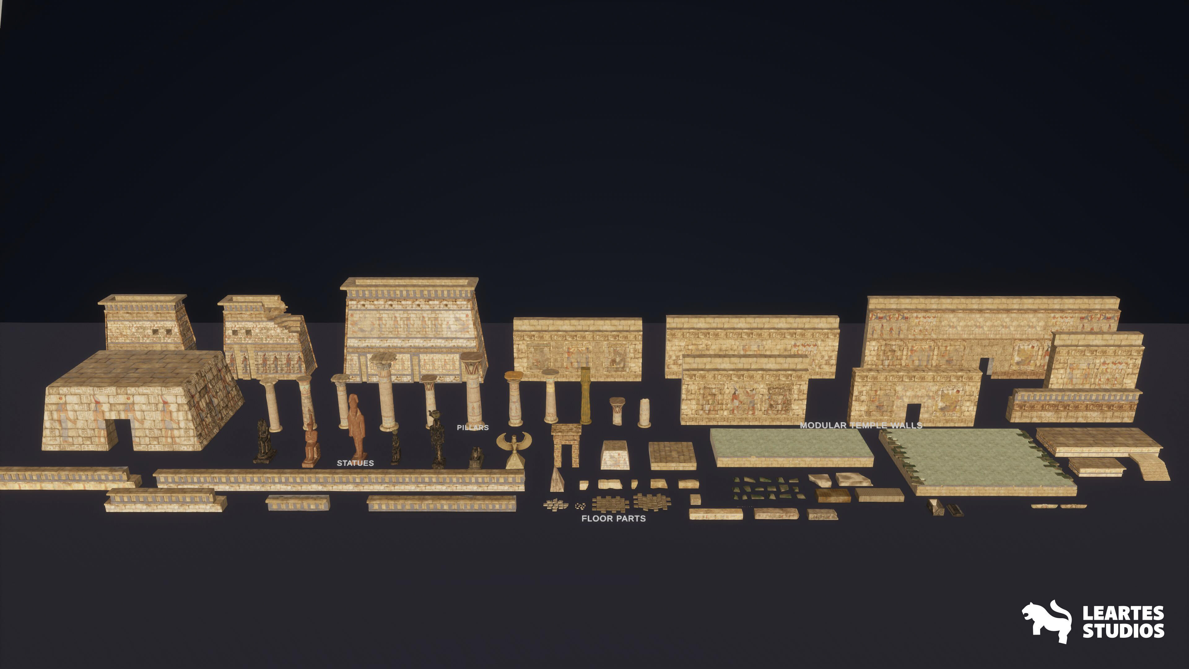 The Grand Egyptian Temple Environment Low-poly 3D model_20