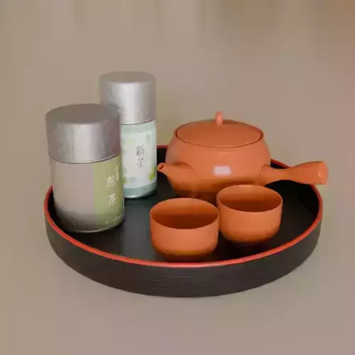 Tea set  -  teapot cup tray tea can