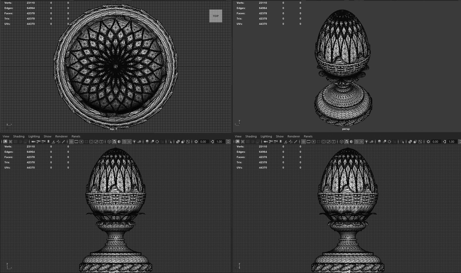 Pineapple Finial  Decorative Garden Ornament  4K PBR and STL Low-poly 3D model_8