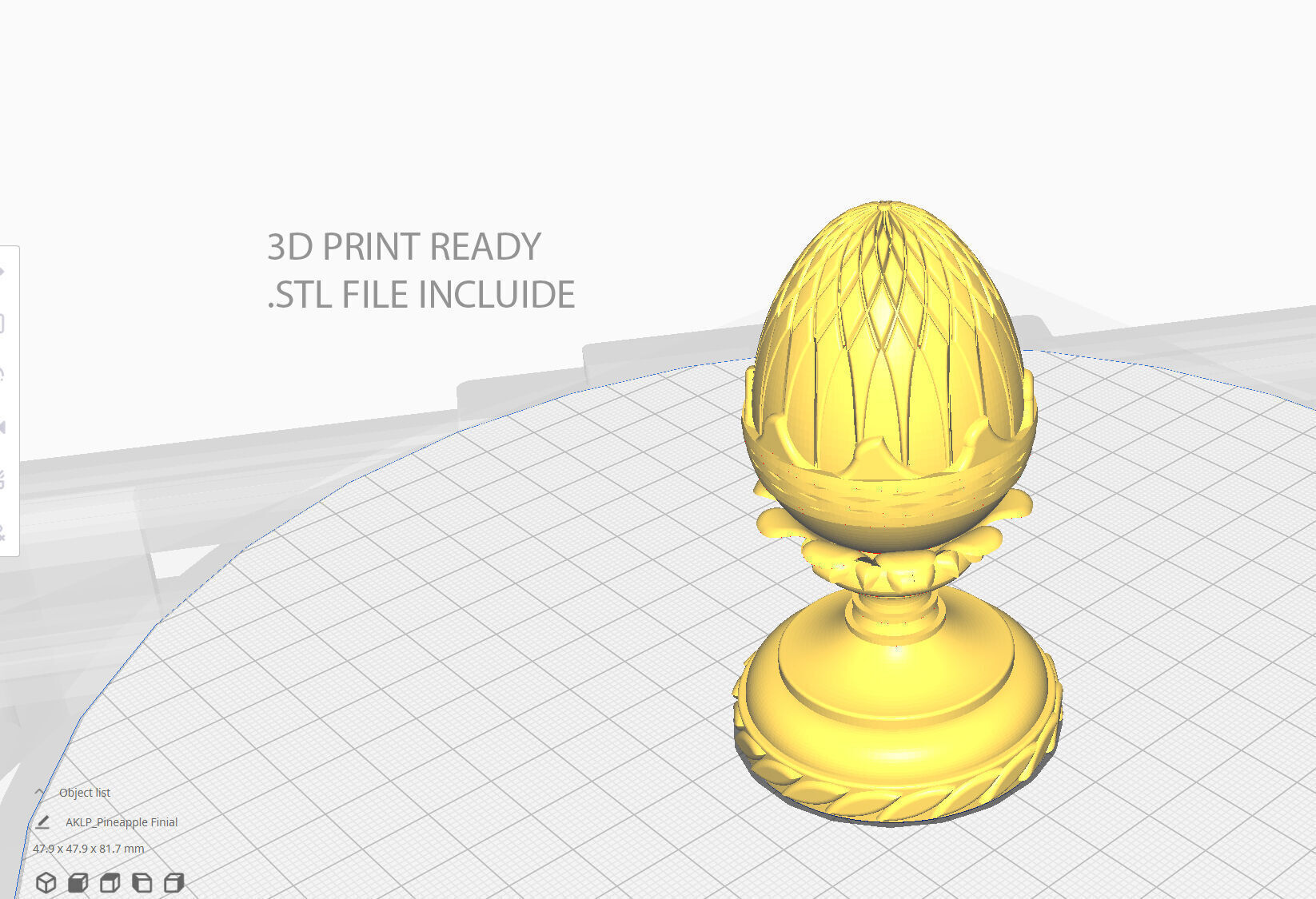 Pineapple Finial  Decorative Garden Ornament  4K PBR and STL Low-poly 3D model_3