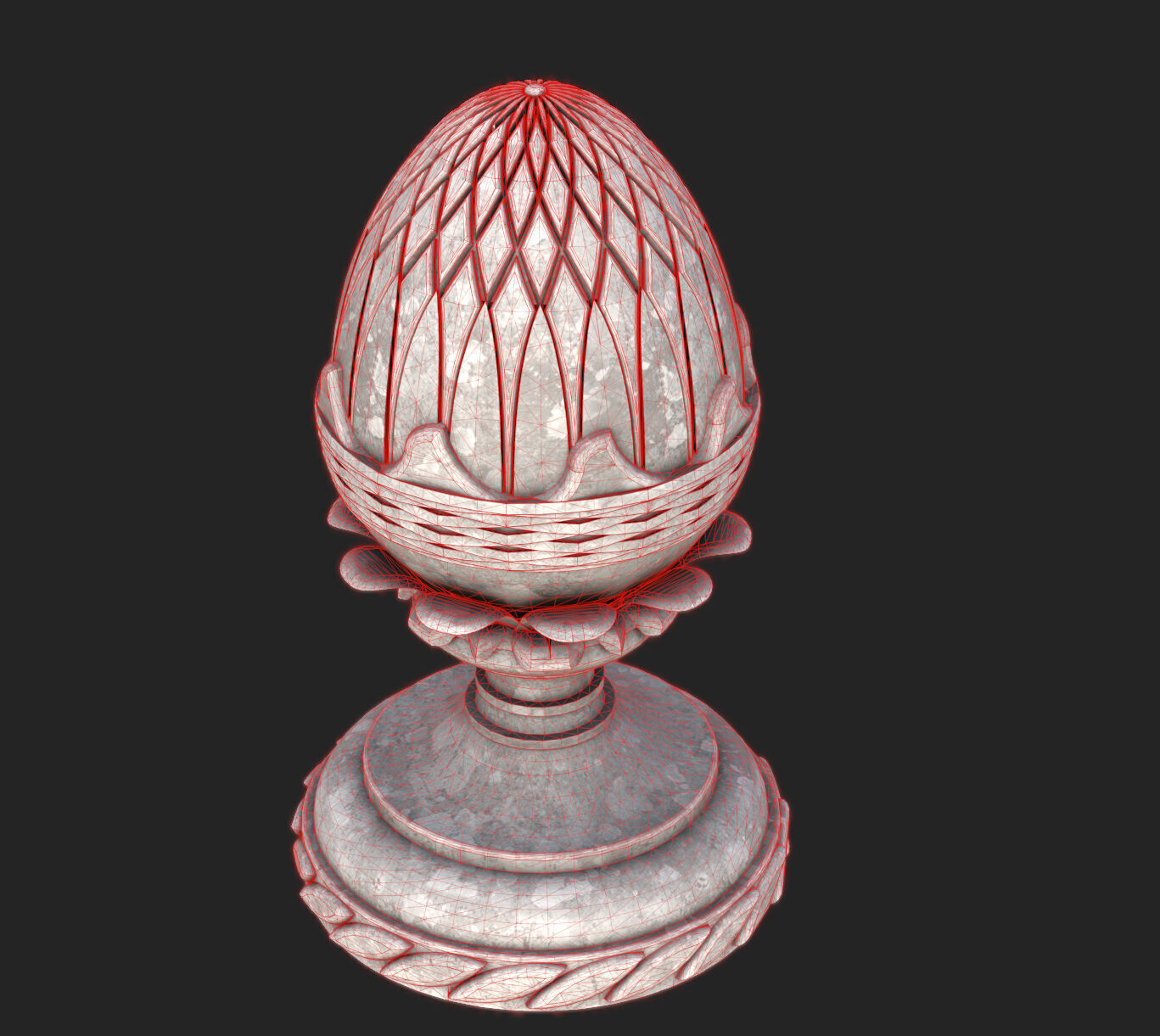 Pineapple Finial  Decorative Garden Ornament  4K PBR and STL Low-poly 3D model_9