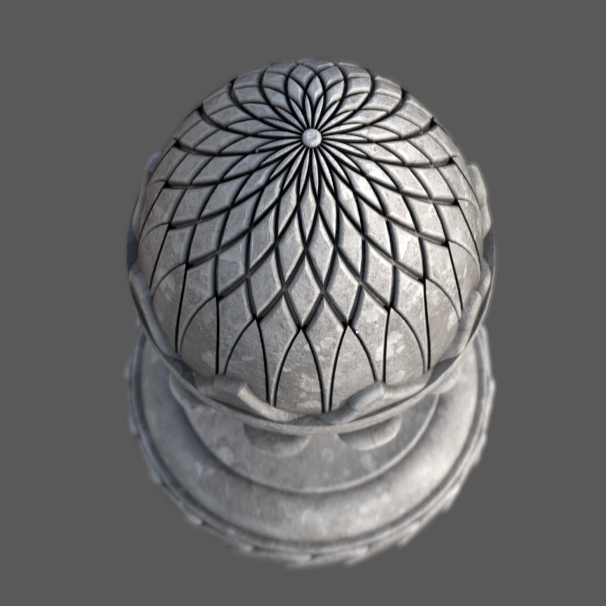 Pineapple Finial  Decorative Garden Ornament  4K PBR and STL Low-poly 3D model_2