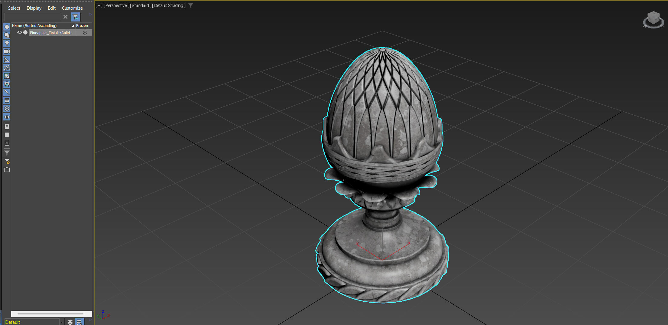 Pineapple Finial  Decorative Garden Ornament  4K PBR and STL Low-poly 3D model_13