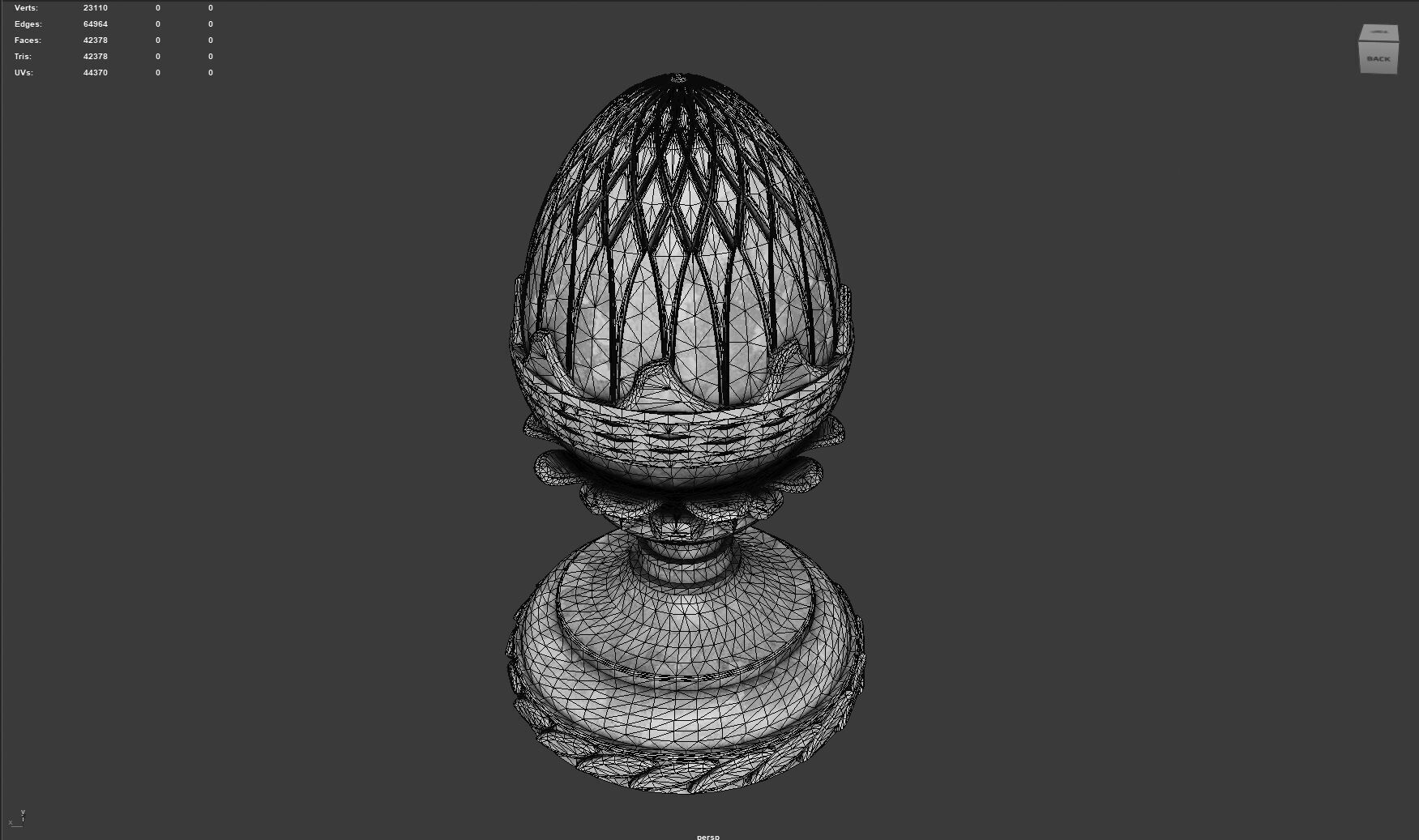 Pineapple Finial  Decorative Garden Ornament  4K PBR and STL Low-poly 3D model_6