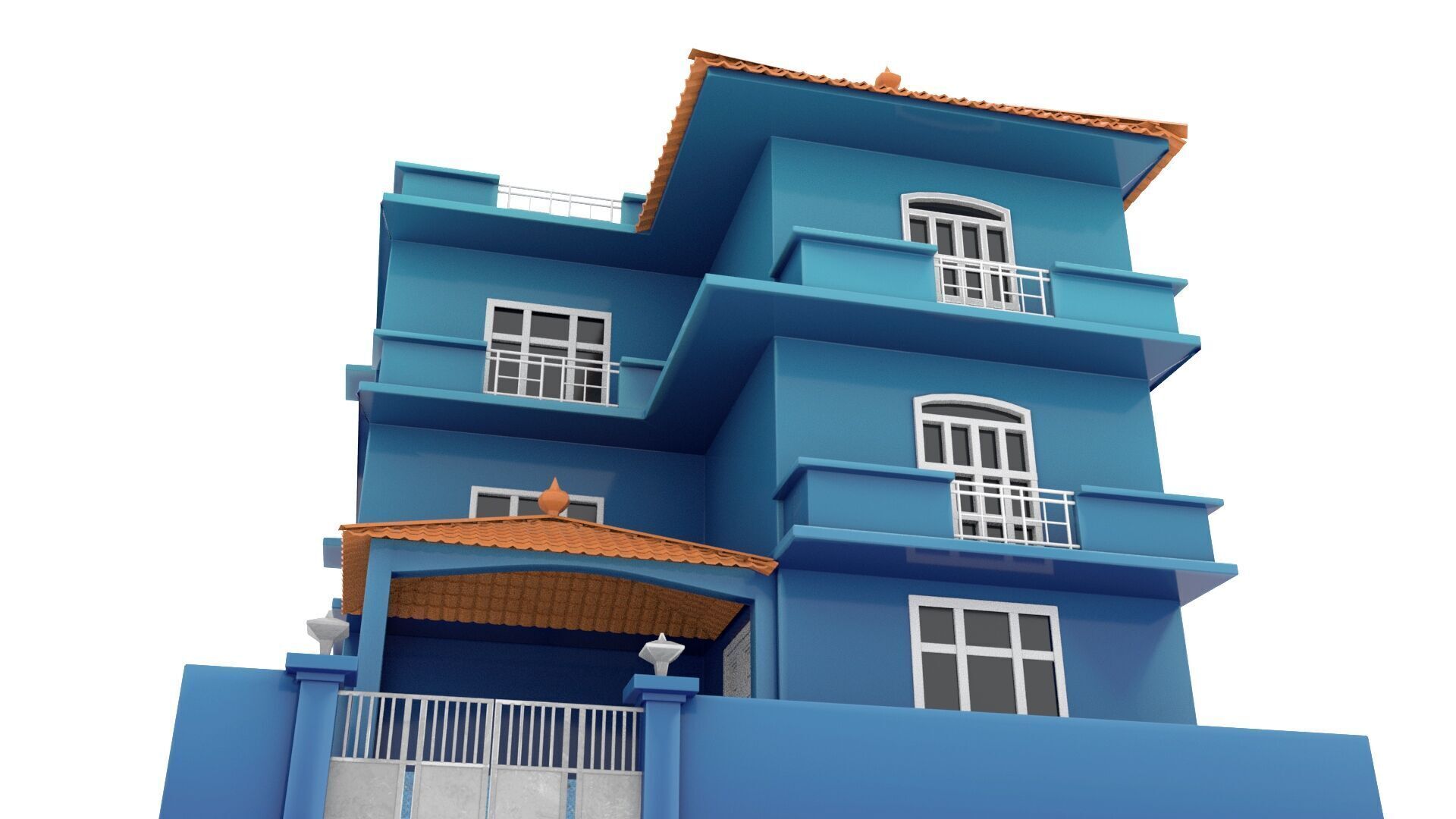 stylish indian cartoon house 3D model_6