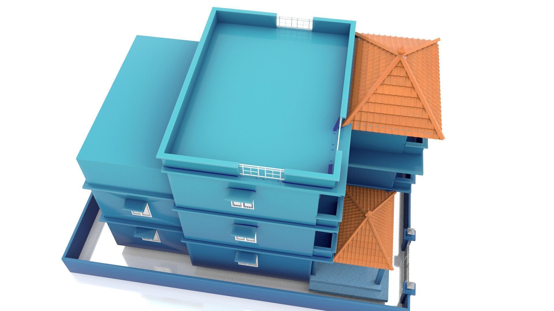 stylish indian cartoon house 3D model_5