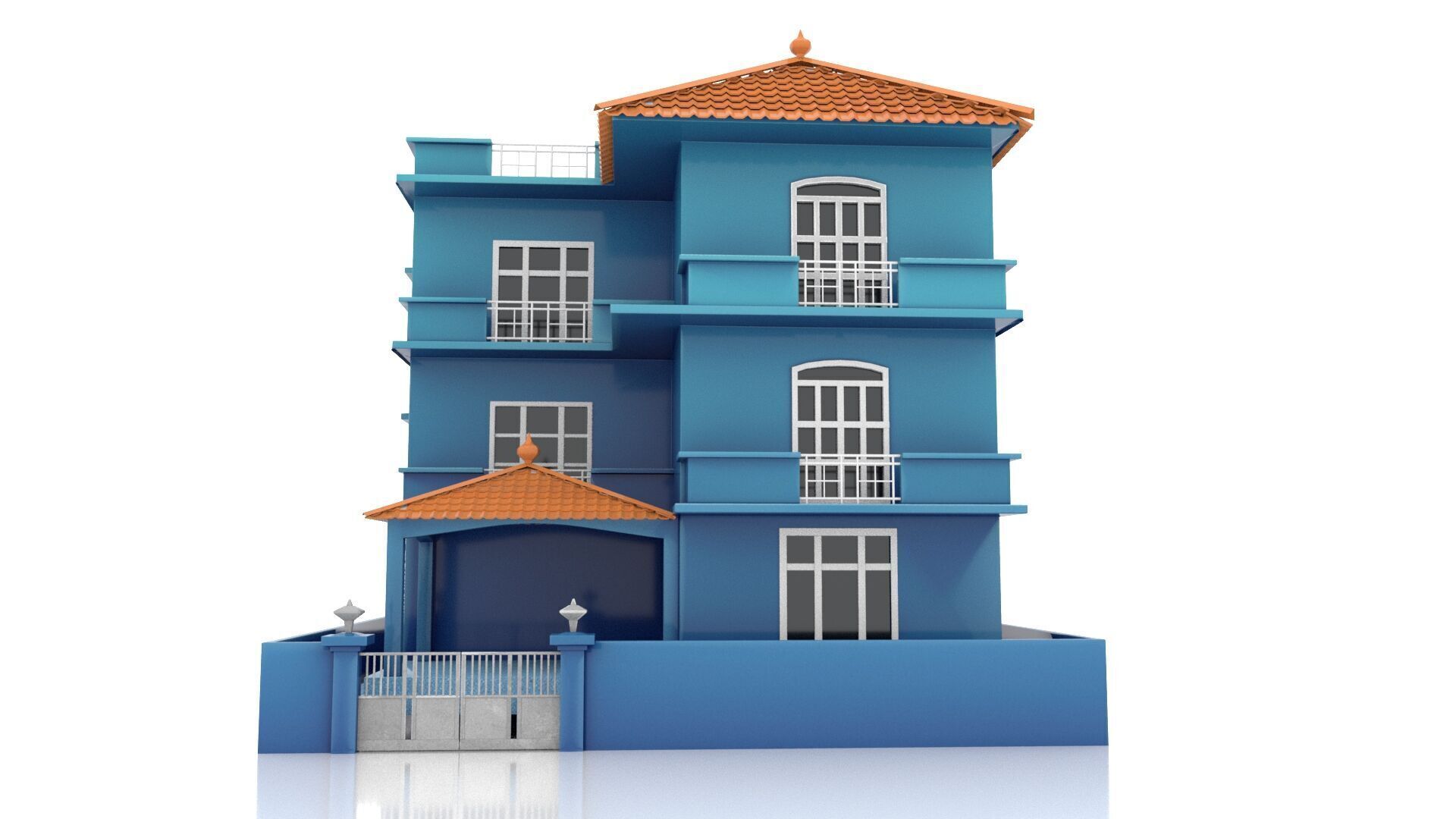stylish indian cartoon house 3D model_1