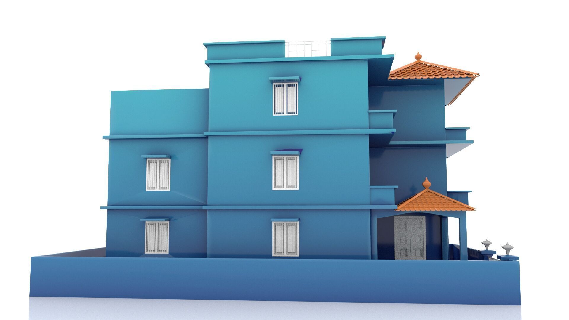 stylish indian cartoon house 3D model_4