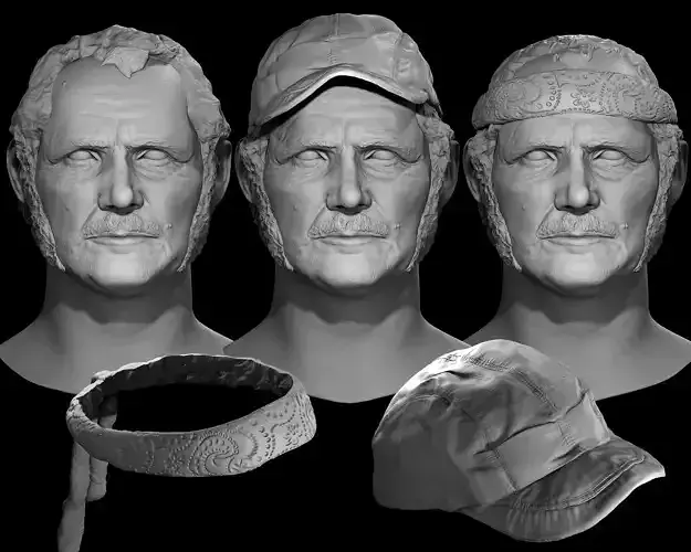 Quint from Jaws 3D heads and accessories for action figures