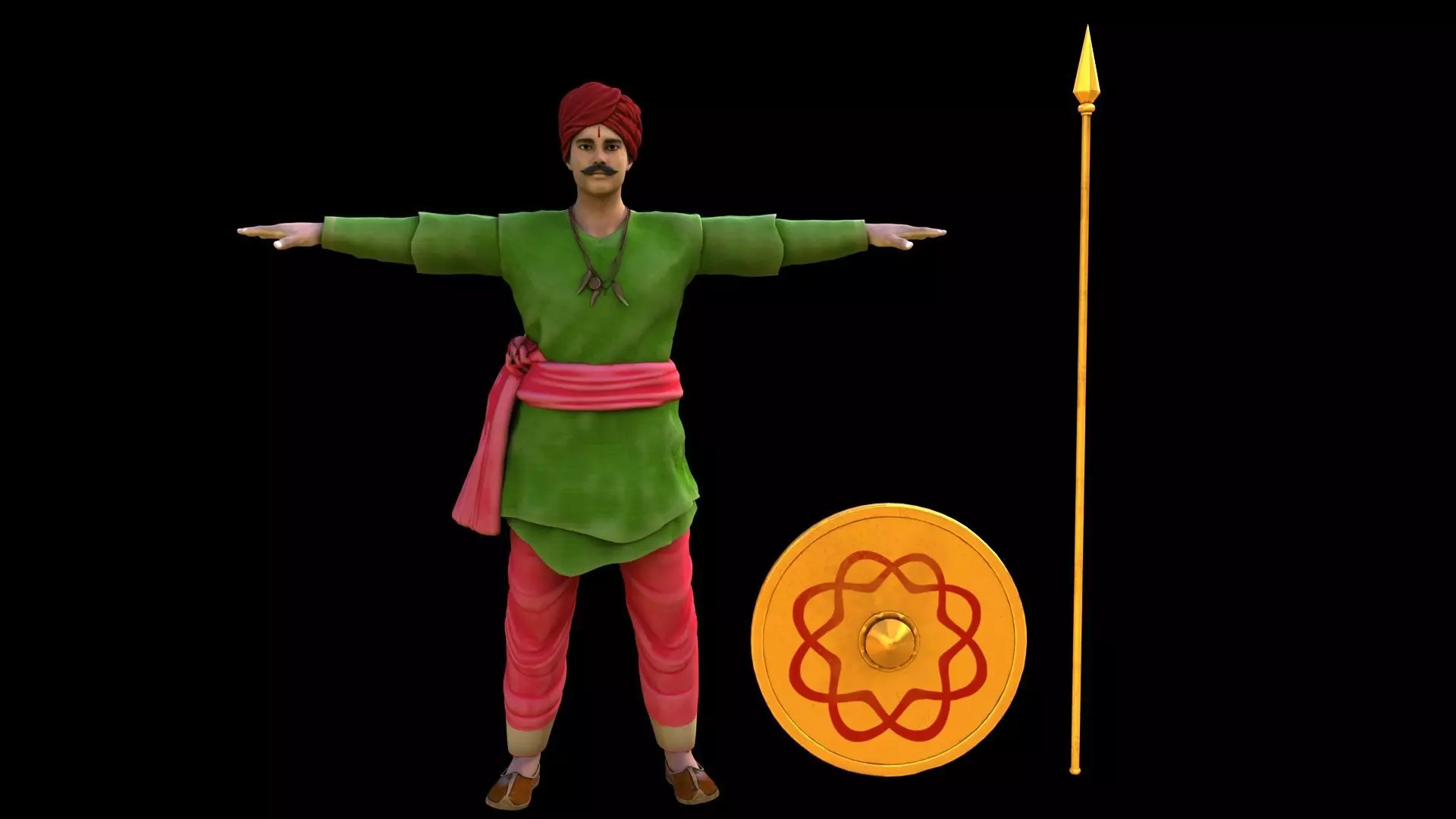 Historical indian soldier 3D model_0